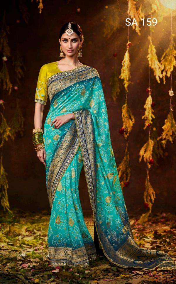 Kimora Sindhuri Bandhej Embroidery Saree Collection